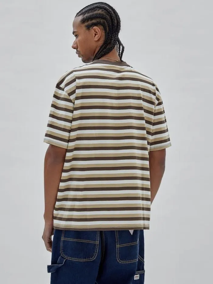Men GUESS TShirts and Tanks GUESS Originals Eco Striped Tee Coarse Brown Multi Men GUESS TShirts and Tanks GUESS Originals Eco Striped Tee Coarse Brown Multi