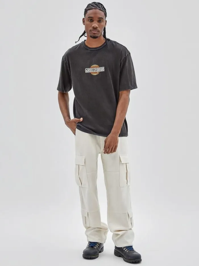 Men GUESS TShirts and Tanks GUESS Originals Eco Sunset Logo Tee Black