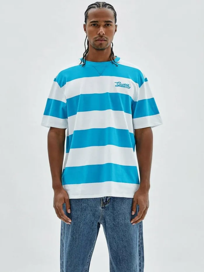 Men GUESS TShirts and Tanks GUESS Originals Striped Tee Blue Toulouse Multi