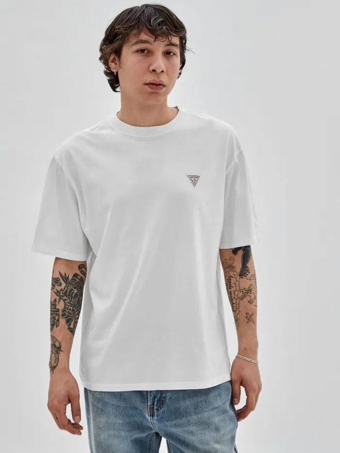 Men GUESS TShirts and Tanks GUESS Originals Triangle Logo Tee White Peaks