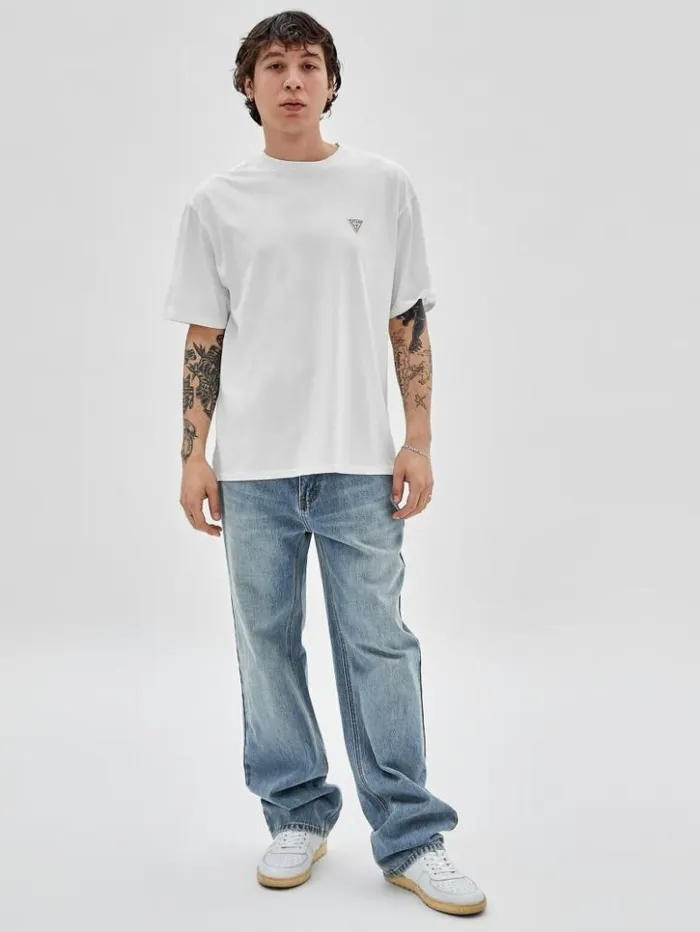 Men GUESS TShirts and Tanks GUESS Originals Triangle Logo Tee White Peaks