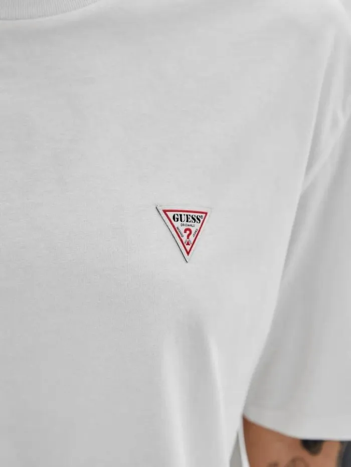 Men GUESS TShirts and Tanks GUESS Originals Triangle Logo Tee White Peaks