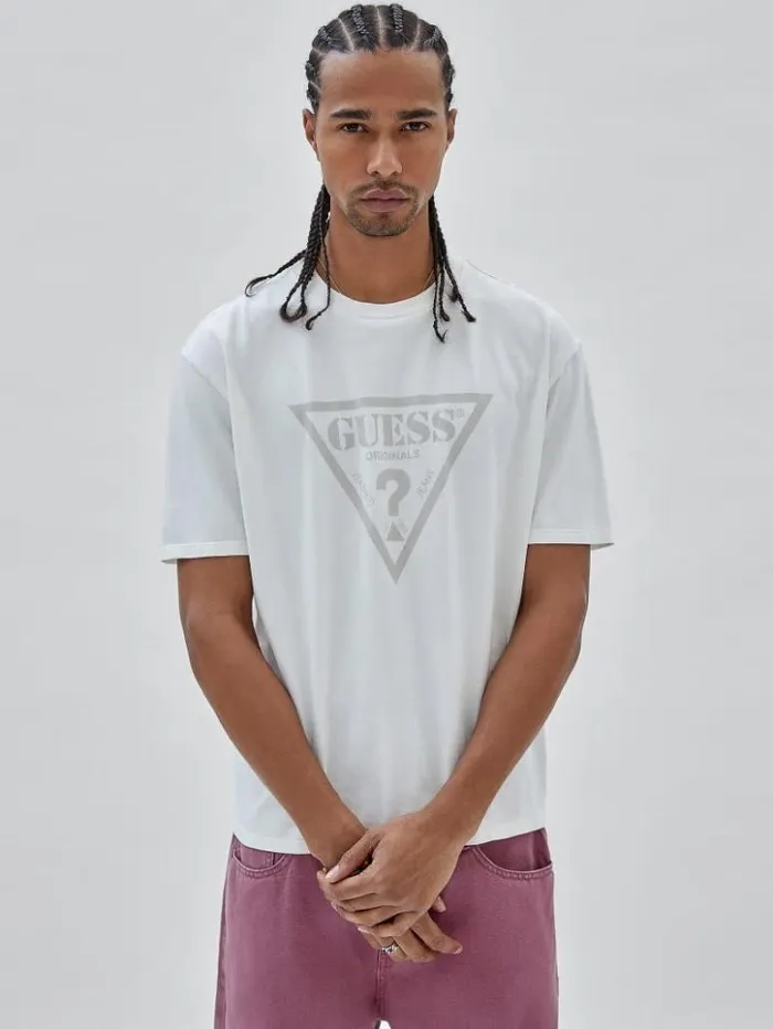 Men GUESS TShirts and Tanks GUESS Originals Triangle Tee Sandy Shore Multi