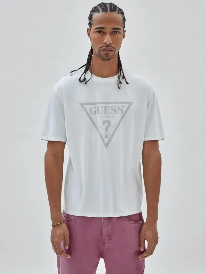 Men GUESS TShirts and Tanks GUESS Originals Triangle Tee Sandy Shore Multi