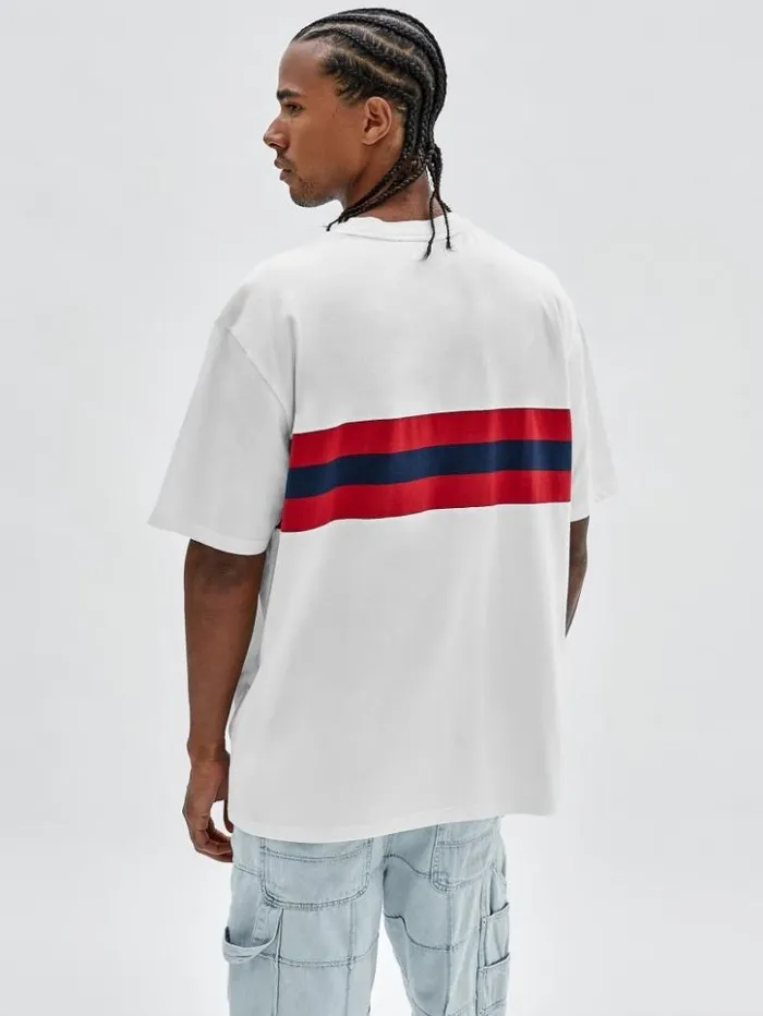 Men GUESS TShirts and Tanks GUESS Originals Varsity Striped Tee Pure White Multi Men GUESS TShirts and Tanks GUESS Originals Varsity Striped Tee Pure White Multi