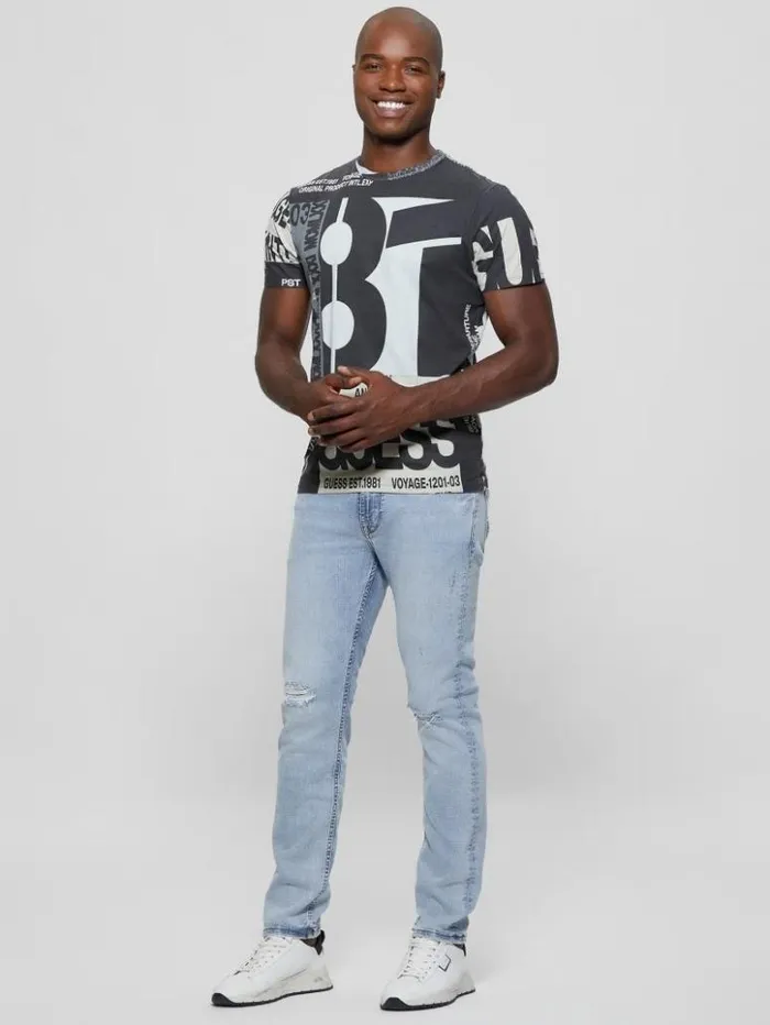 Men GUESS TShirts and Tanks GUESS Signature Tee Jet Black Multi