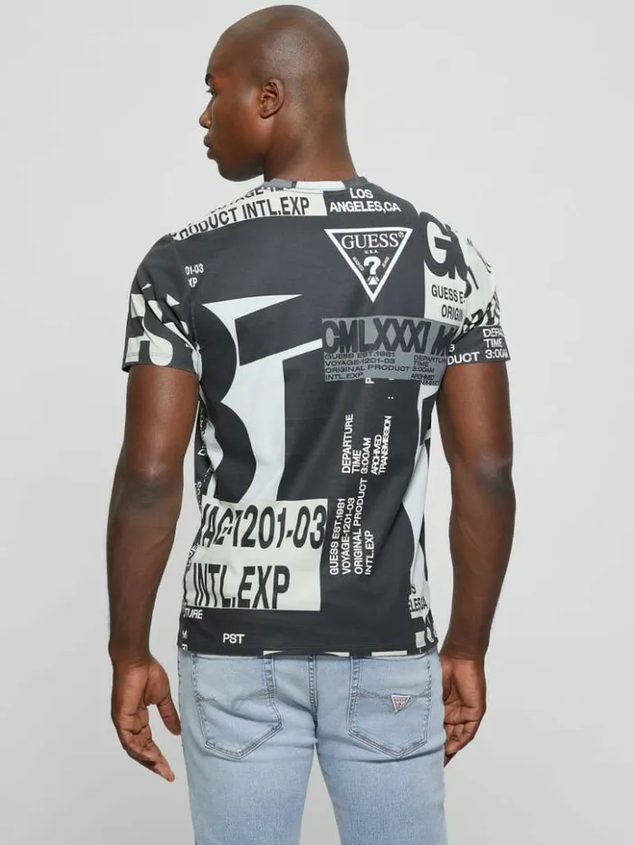 Men GUESS TShirts and Tanks GUESS Signature Tee Jet Black Multi
