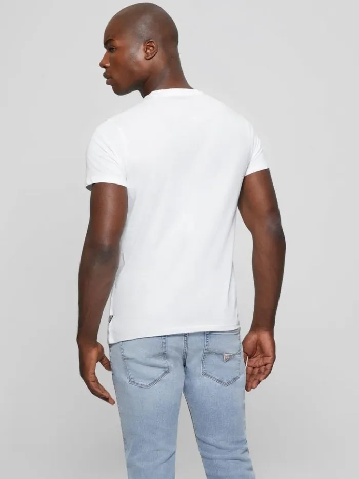 Men GUESS TShirts and Tanks Iridescent Signature Tee Pure White