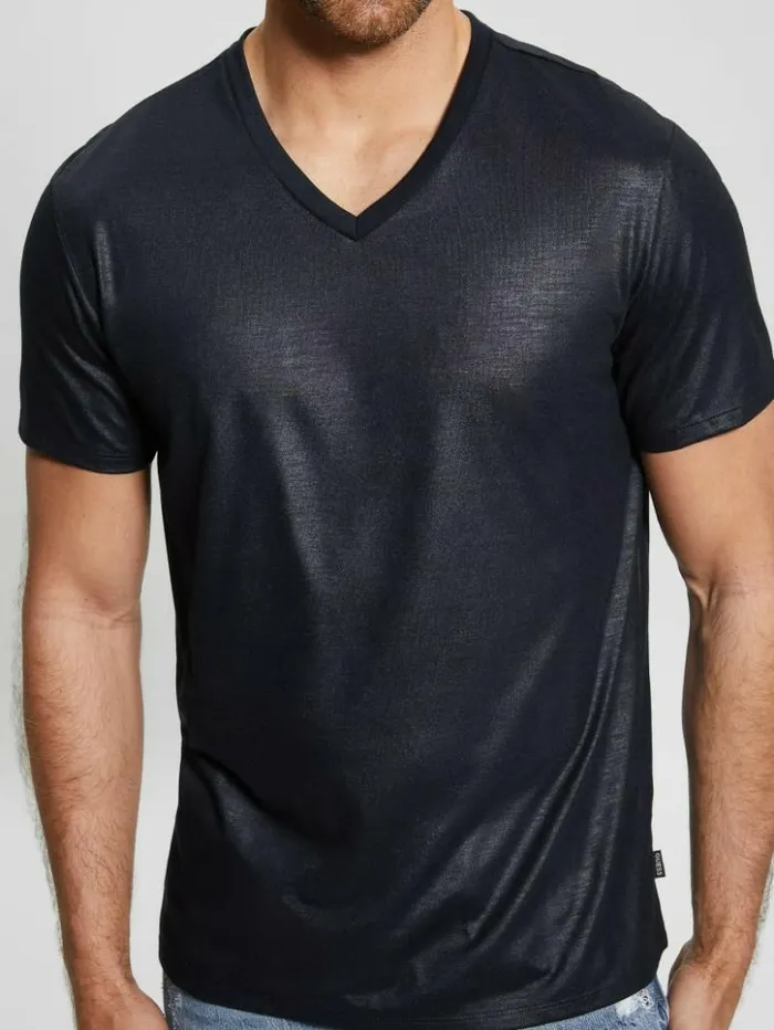 Men GUESS TShirts and Tanks Mason Yoke VNeck Tee Bleu lgant