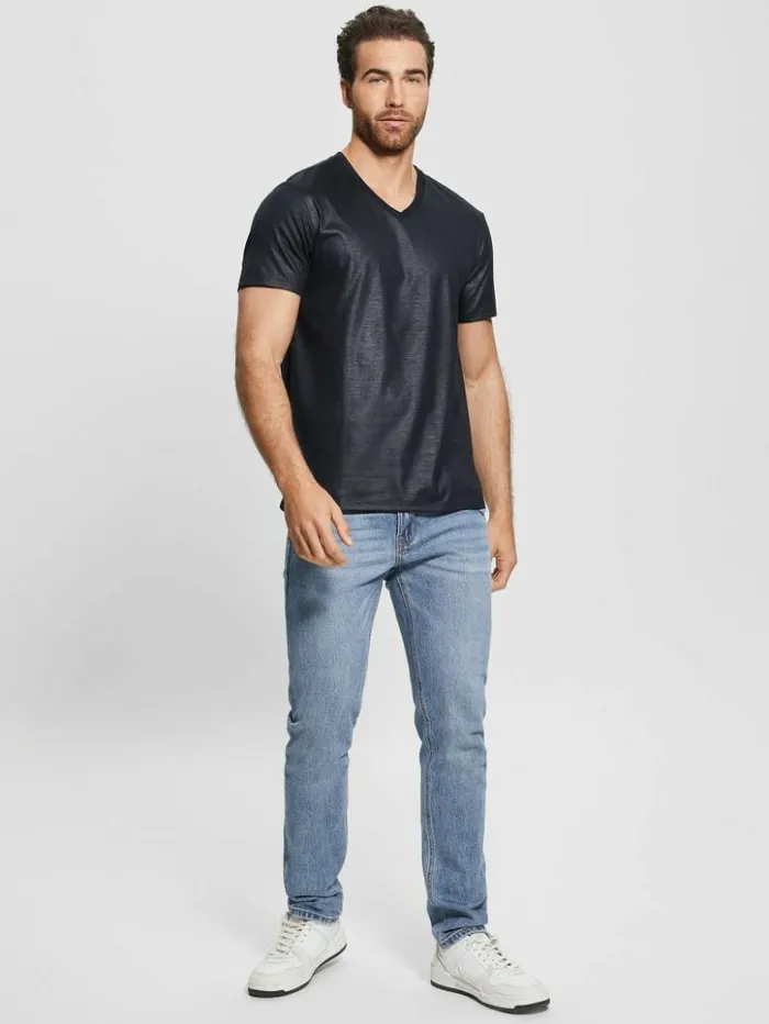Men GUESS TShirts and Tanks Mason Yoke VNeck Tee Bleu lgant