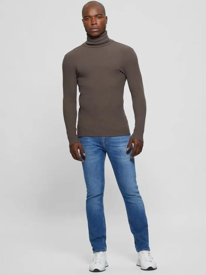 Men GUESS TShirts and Tanks Mateo Turtleneck Tee Chocolate Brownie