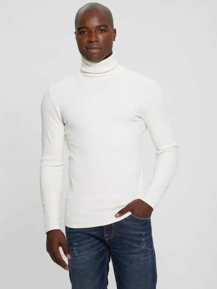 Men GUESS TShirts and Tanks Mateo Turtleneck Tee Vanilla Cream