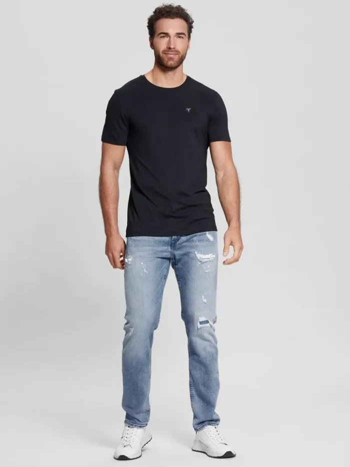 Men GUESS TShirts and Tanks Signature Crewneck Tee Black