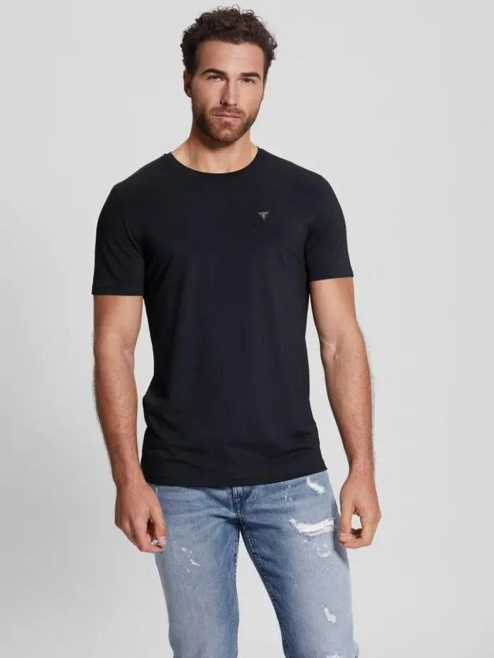 Men GUESS TShirts and Tanks Signature Crewneck Tee Black