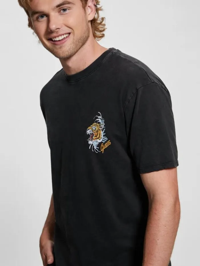 Men GUESS TShirts and Tanks Tiger Wave Tee Jet Black Multi