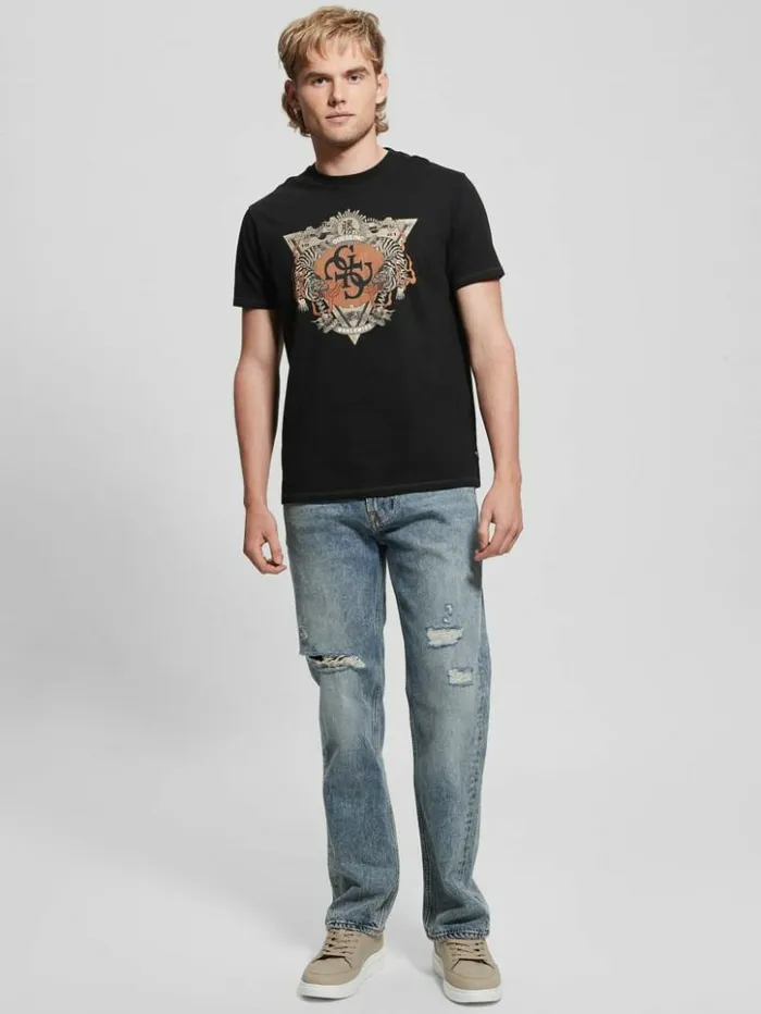 Men GUESS TShirts and Tanks TriTiger Emblem Tee Black