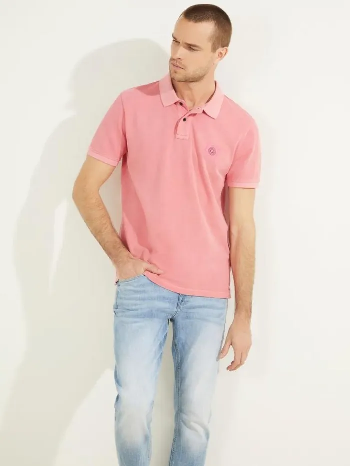 Men GUESS TShirts and Tanks Washed Polo Drift Pink