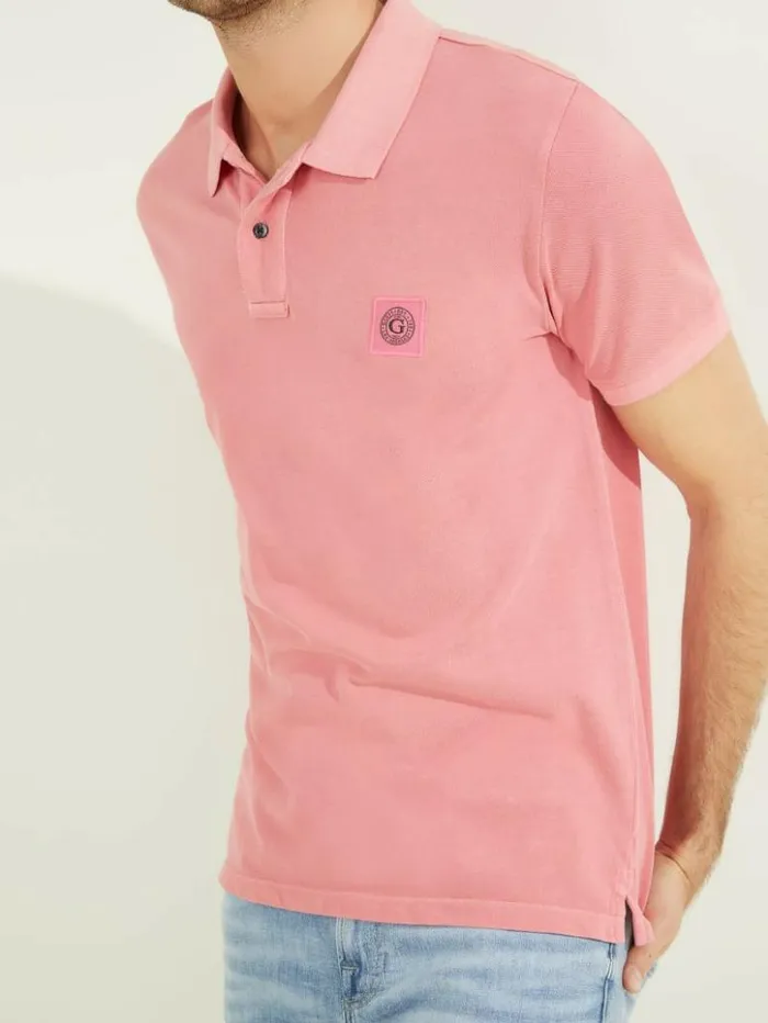 Men GUESS TShirts and Tanks Washed Polo Drift Pink