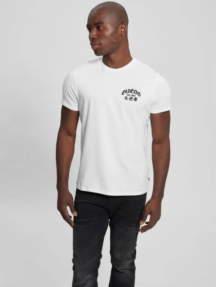 Men GUESS TShirts and Tanks Washed Print Tee White Alyssum Multi