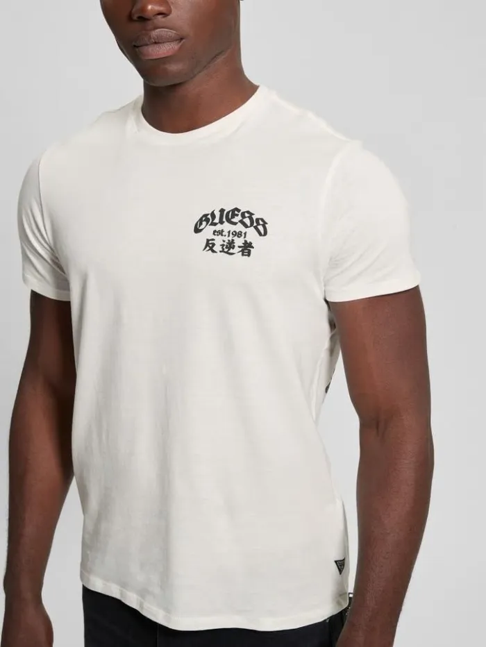Men GUESS TShirts and Tanks Washed Print Tee White Alyssum Multi