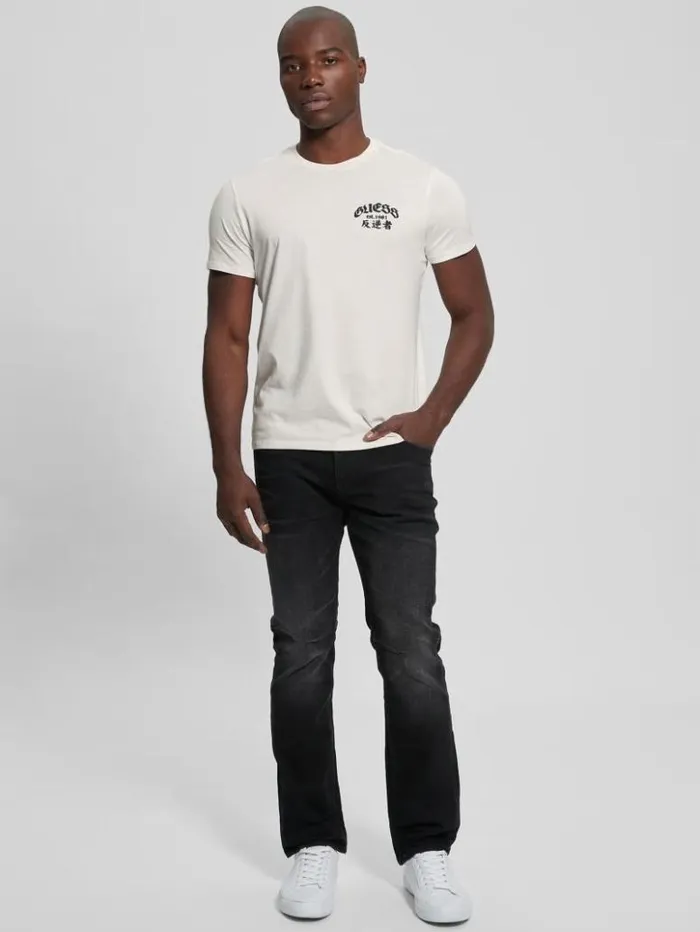 Men GUESS TShirts and Tanks Washed Print Tee White Alyssum Multi