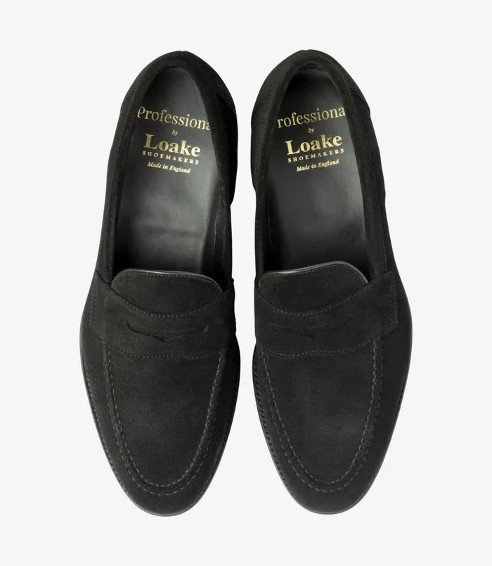 Men Imperial Black Suede Loake Loafers Men Imperial Black Suede Loake Loafers