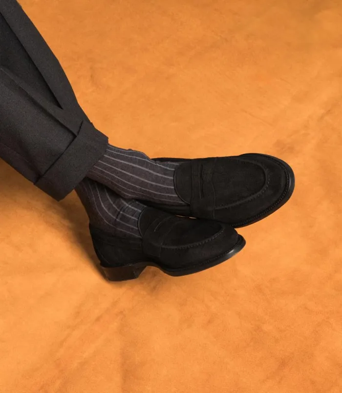 Men Imperial Black Suede Loake Loafers Men Imperial Black Suede Loake Loafers