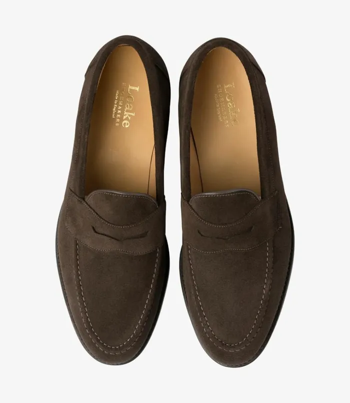Men Imperial Dark Brown Suede Loake Loafers Men Imperial Dark Brown Suede Loake Loafers