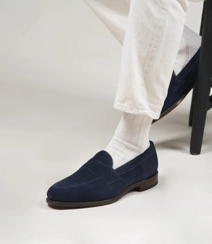 Men Imperial Navy Suede Loake Loafers Men Imperial Navy Suede Loake Loafers