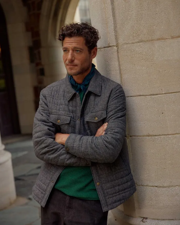 Men Jackets and Outerwear Billy Reid Tweed Theo Shirt Jacket Chocolate Tweed