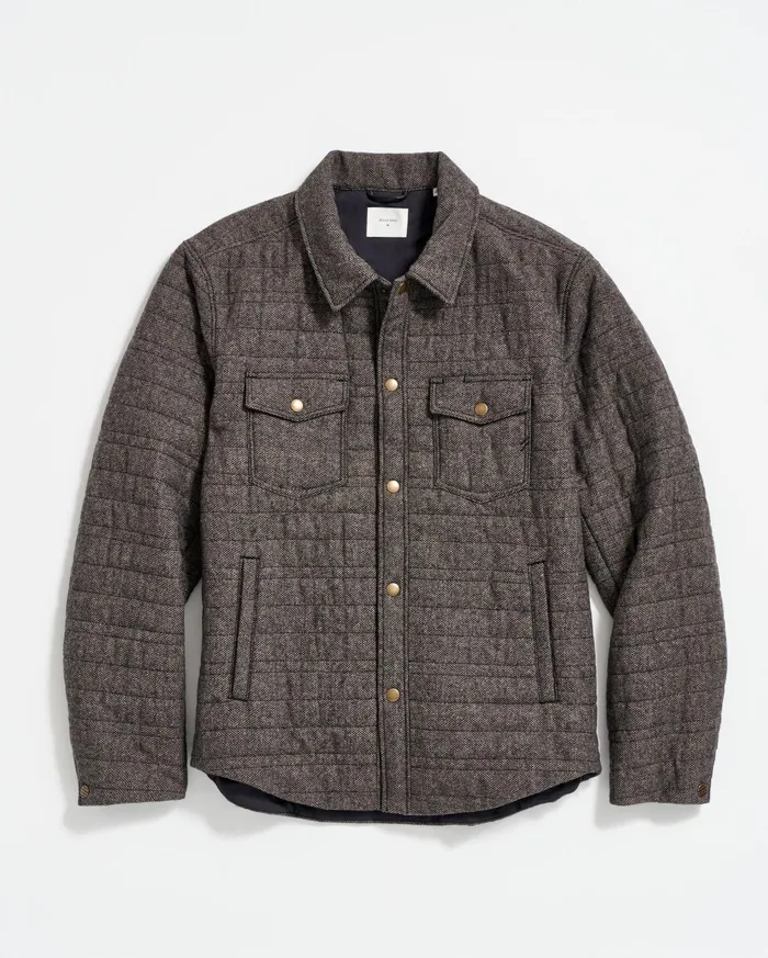 Men Jackets and Outerwear Billy Reid Tweed Theo Shirt Jacket Chocolate Tweed