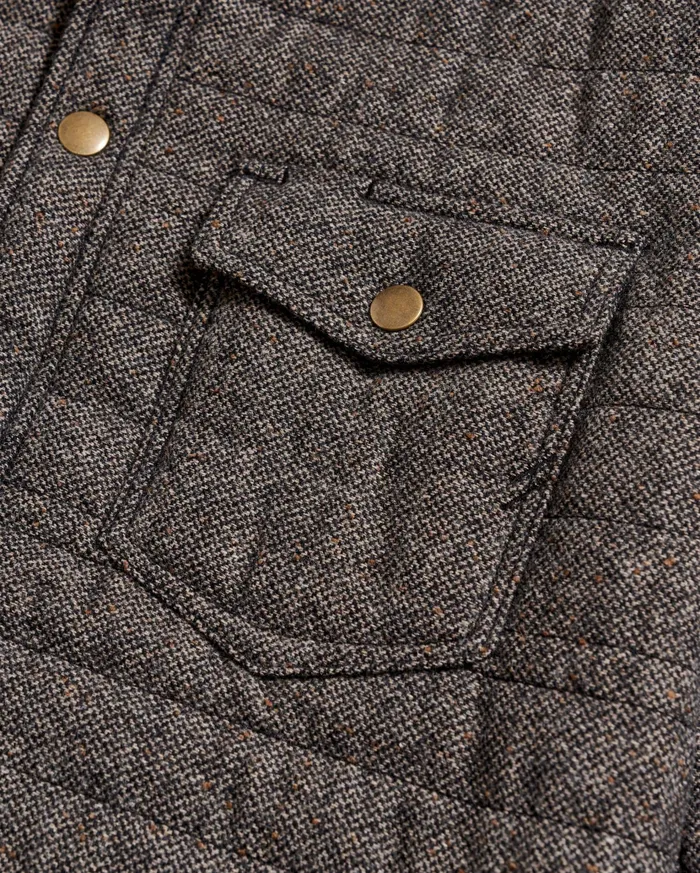 Men Jackets and Outerwear Billy Reid Tweed Theo Shirt Jacket Chocolate Tweed