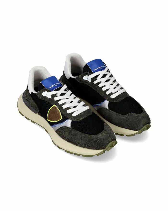 Men Men039s Antibes LowTop Sneakers In Nylon And Leather Military Black Philippe Model Paris Running