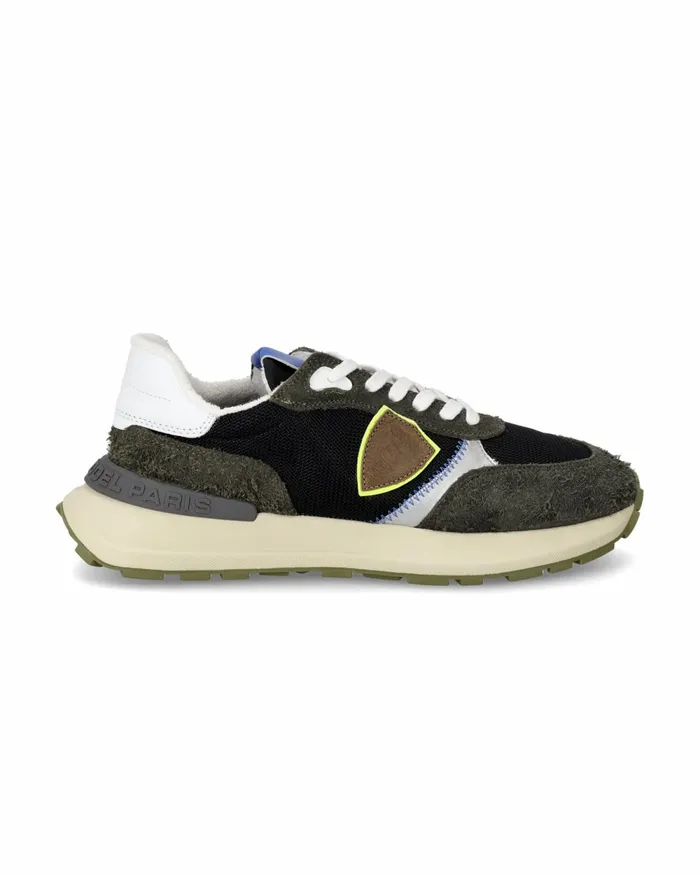 Men Men039s Antibes LowTop Sneakers In Nylon And Leather Military Black Philippe Model Paris Running