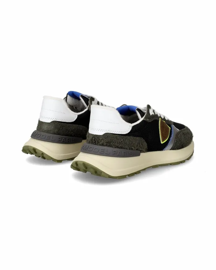 Men Men039s Antibes LowTop Sneakers In Nylon And Leather Military Black Philippe Model Paris Running