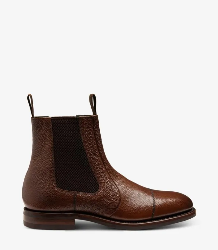 Men Newbury Dark Brown Grain Loake Chelsea Boots