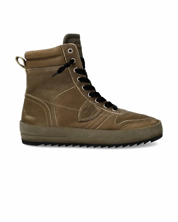 Men Nice Sneakers Khaki Green Shoes Paris Philippe Model Paris Hybrid