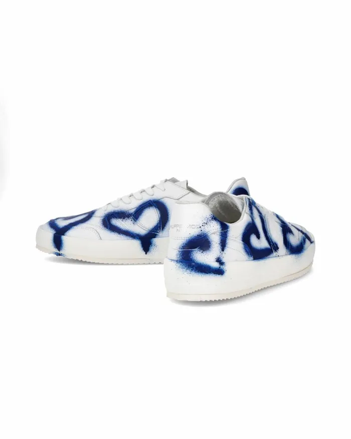 Men Nice Sneakers White Blue Orange Shoes Philippe Model Paris Street