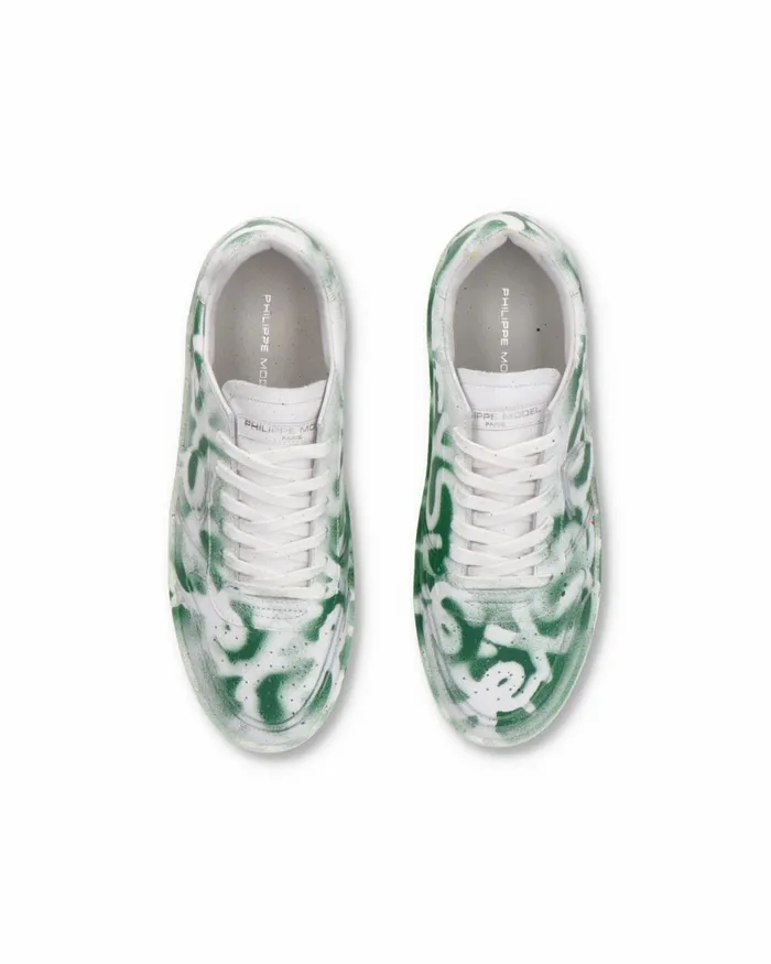 Men Nice Sneakers White Green Shoes Philippe Model Paris Street