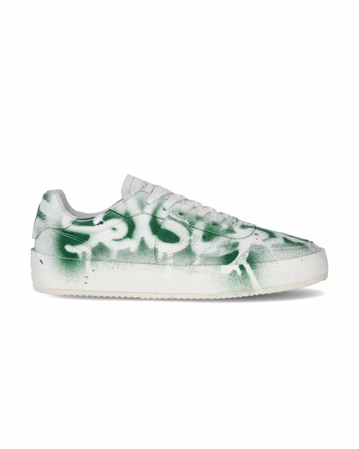 Men Nice Sneakers White Green Shoes Philippe Model Paris Street