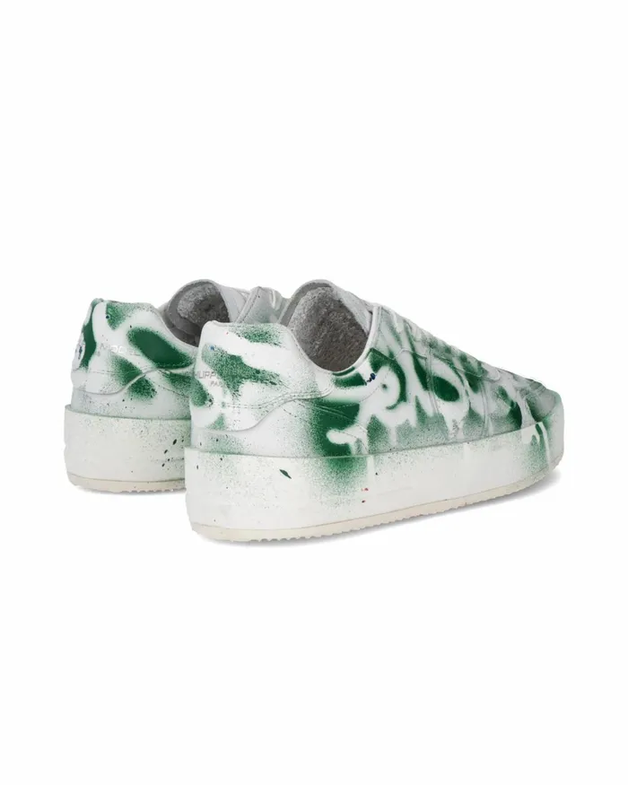 Men Nice Sneakers White Green Shoes Philippe Model Paris Street
