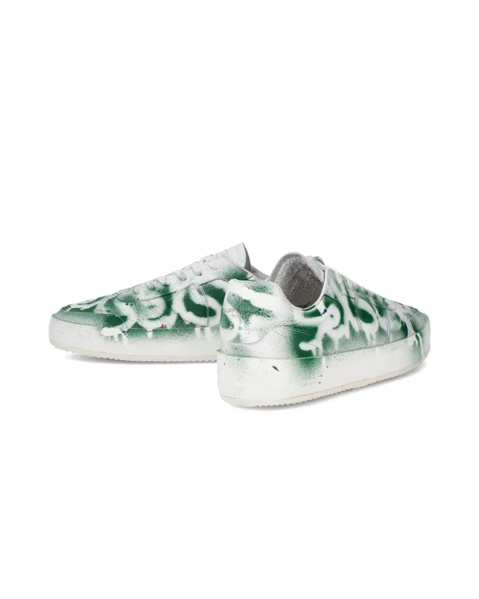 Men Nice Sneakers White Green Shoes Philippe Model Paris Street