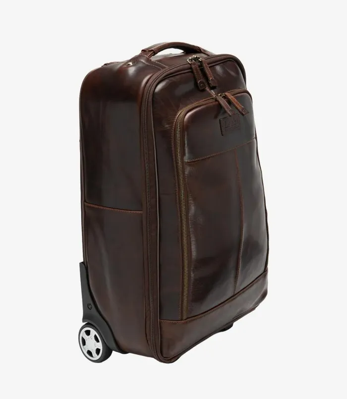 Men Paris Wheeled Suitcase Brown Loake Overnight and Wash Bags