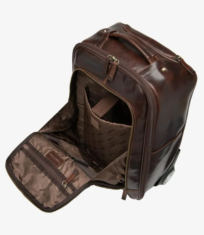 Men Paris Wheeled Suitcase Brown Loake Overnight and Wash Bags