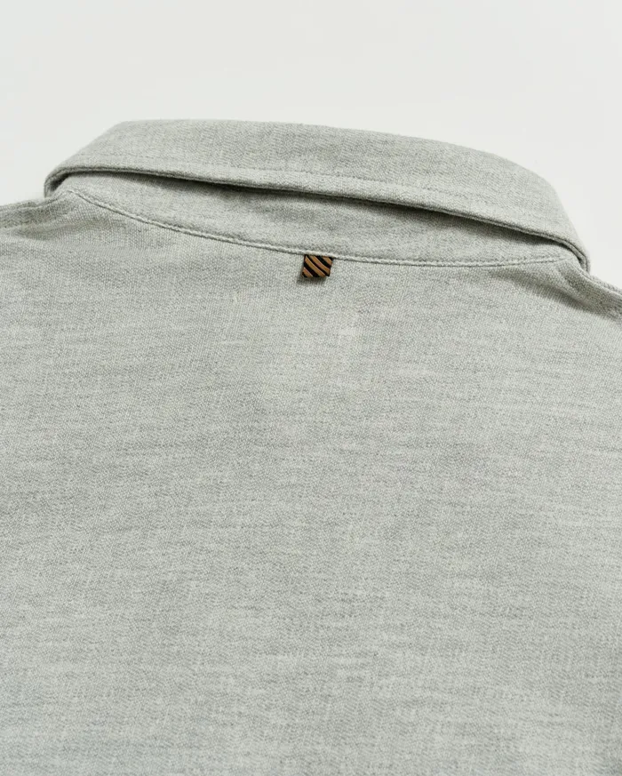 Men Polos Tees and Henleys Billy Reid LS Herringbone Polo Light Grey
