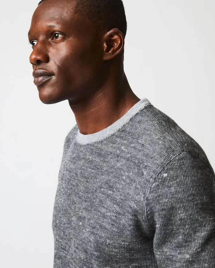 Men Polos Tees and Henleys Billy Reid LS Rib Tee Heather Grey