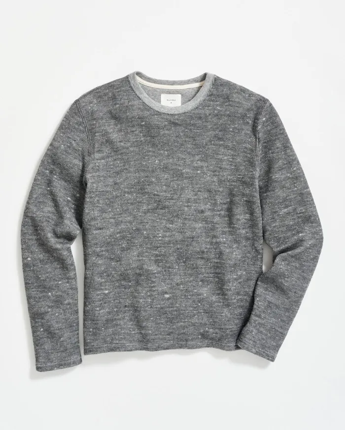 Men Polos Tees and Henleys Billy Reid LS Rib Tee Heather Grey