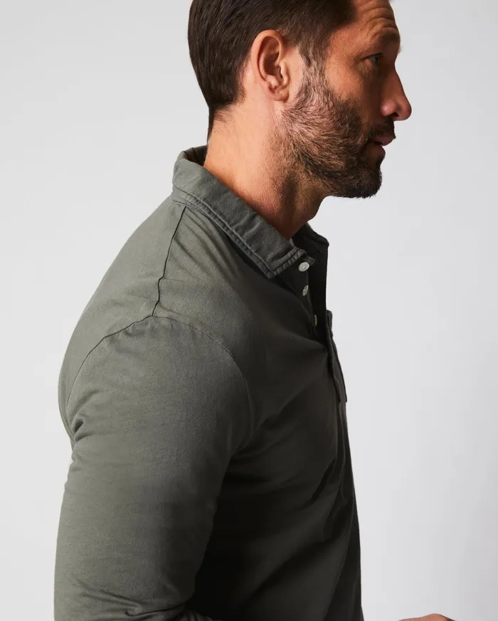 Men Polos Tees and Henleys Billy Reid Long Sleeve Pensacola Polo Washed Grey