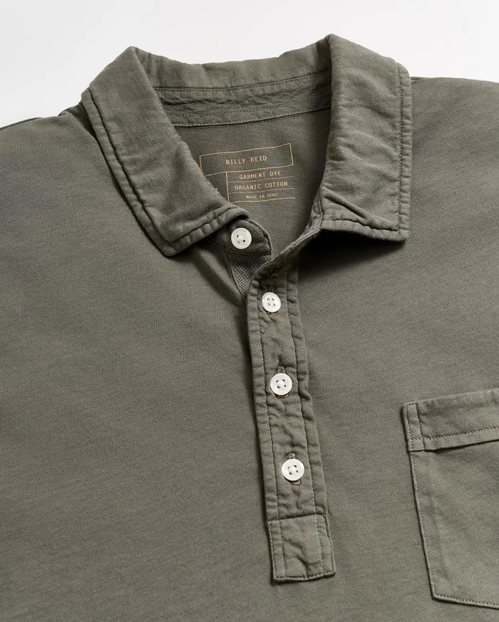 Men Polos Tees and Henleys Billy Reid Long Sleeve Pensacola Polo Washed Grey