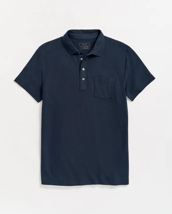 Men Polos Tees and Henleys Billy Reid Pique Pensacola Polo Carbon Blue